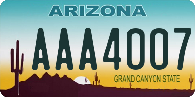 AZ license plate AAA4007