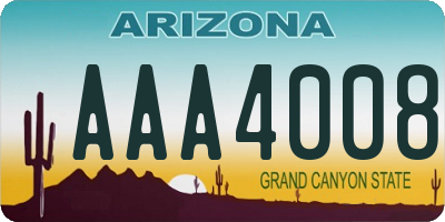AZ license plate AAA4008