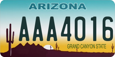 AZ license plate AAA4016