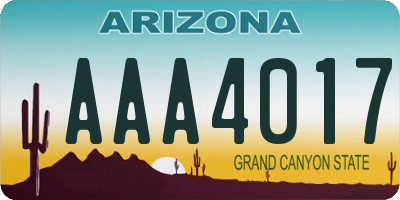 AZ license plate AAA4017