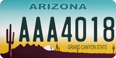 AZ license plate AAA4018