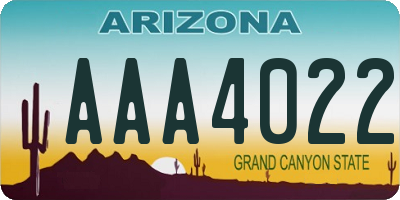 AZ license plate AAA4022