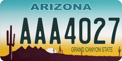 AZ license plate AAA4027