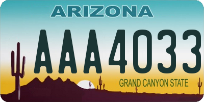 AZ license plate AAA4033