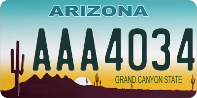 AZ license plate AAA4034