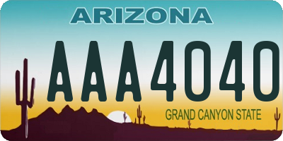 AZ license plate AAA4040