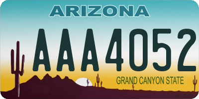AZ license plate AAA4052