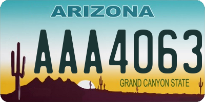 AZ license plate AAA4063