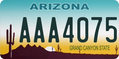 AZ license plate AAA4075