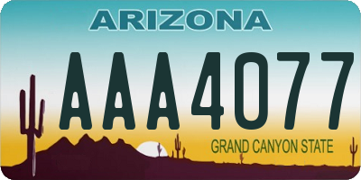 AZ license plate AAA4077