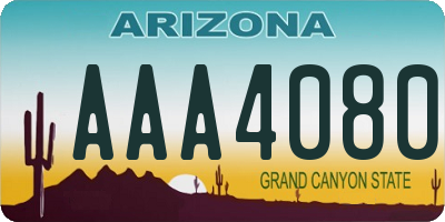 AZ license plate AAA4080