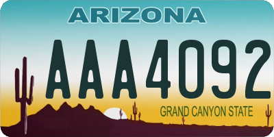 AZ license plate AAA4092