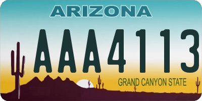AZ license plate AAA4113