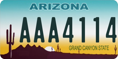 AZ license plate AAA4114