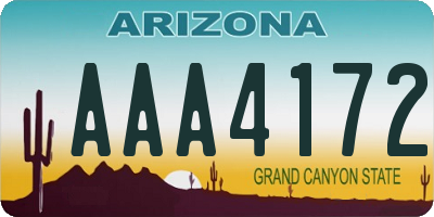 AZ license plate AAA4172