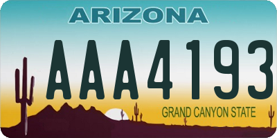 AZ license plate AAA4193
