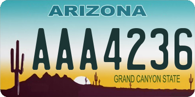AZ license plate AAA4236
