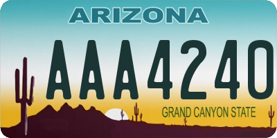 AZ license plate AAA4240