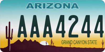 AZ license plate AAA4244
