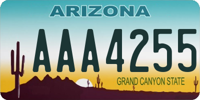 AZ license plate AAA4255