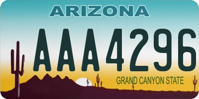 AZ license plate AAA4296