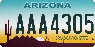 AZ license plate AAA4305