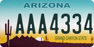 AZ license plate AAA4334