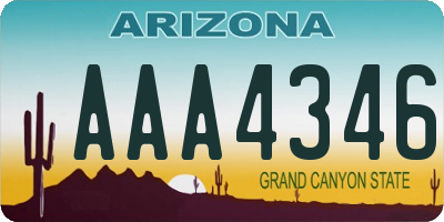 AZ license plate AAA4346