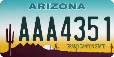 AZ license plate AAA4351