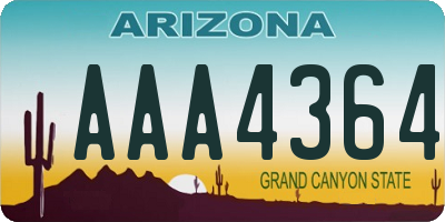 AZ license plate AAA4364