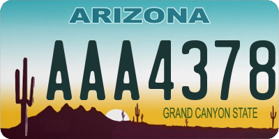 AZ license plate AAA4378