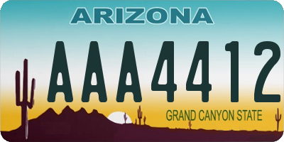 AZ license plate AAA4412