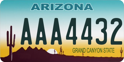 AZ license plate AAA4432