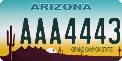 AZ license plate AAA4443