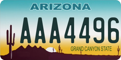 AZ license plate AAA4496
