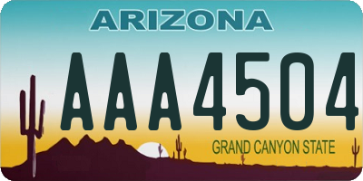 AZ license plate AAA4504