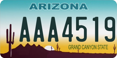 AZ license plate AAA4519