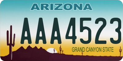 AZ license plate AAA4523