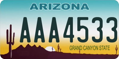 AZ license plate AAA4533