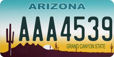 AZ license plate AAA4539
