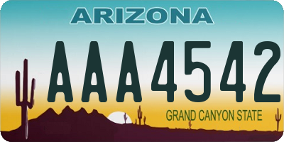 AZ license plate AAA4542