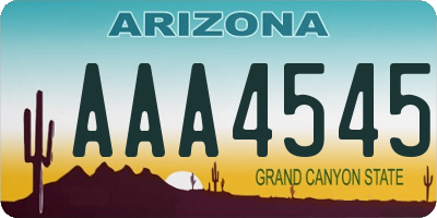 AZ license plate AAA4545
