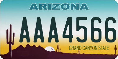 AZ license plate AAA4566
