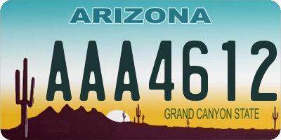 AZ license plate AAA4612