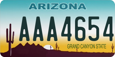 AZ license plate AAA4654