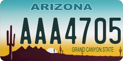 AZ license plate AAA4705