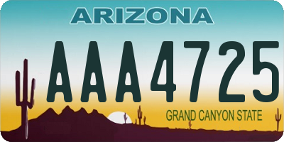 AZ license plate AAA4725