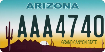 AZ license plate AAA4740