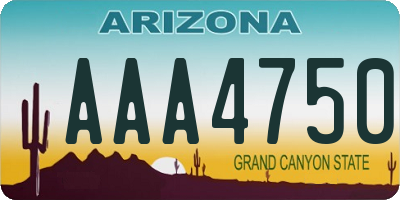 AZ license plate AAA4750