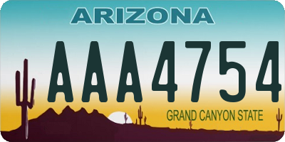 AZ license plate AAA4754